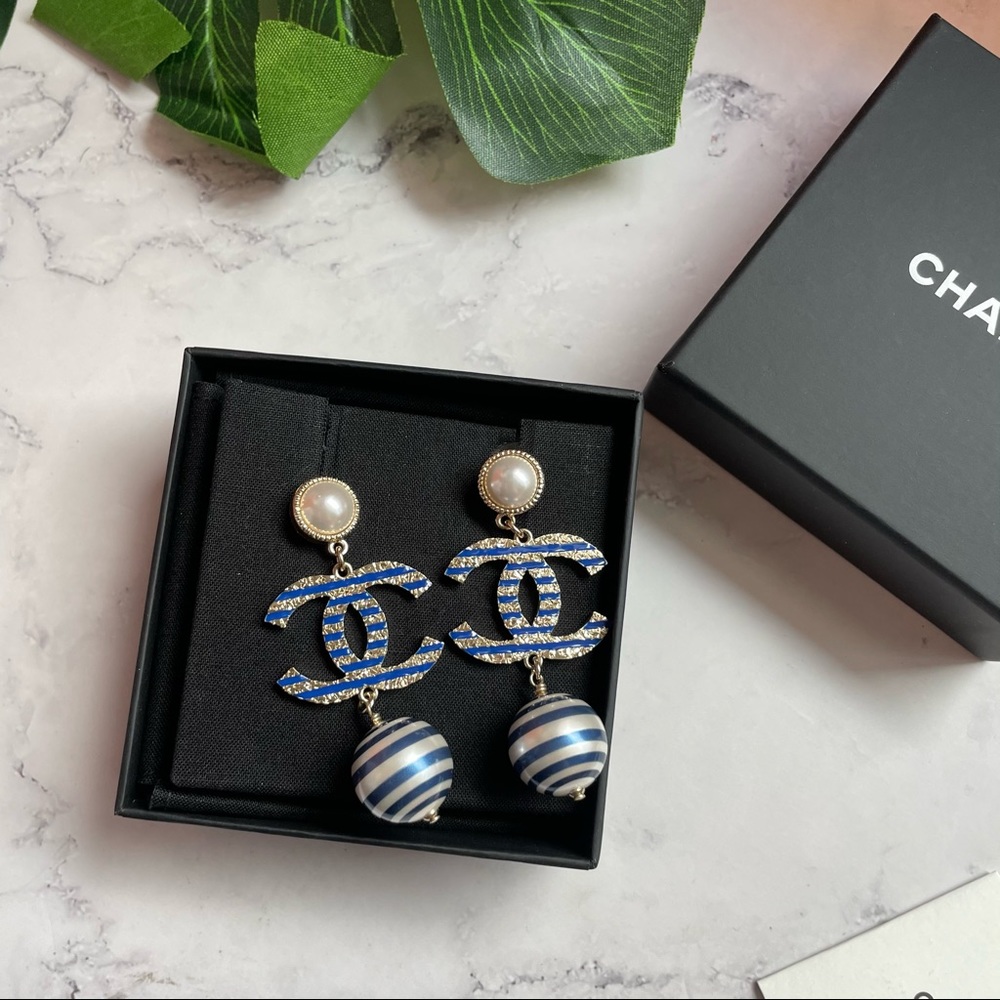 Chanel faux pearl earrings